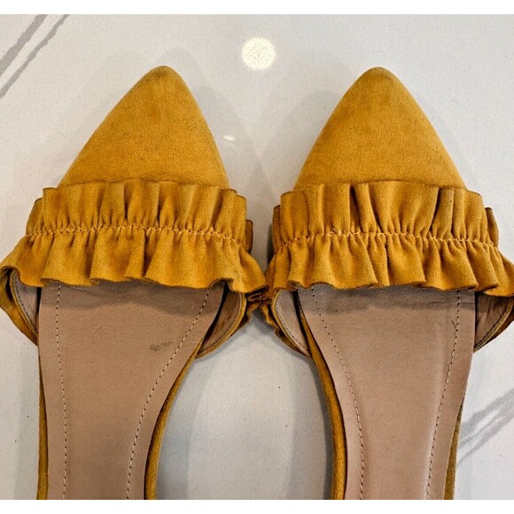 Ruffled Flats Mustard Yellow Suede size 9 boho travel ballerina EU 40 - Picture 7 of 14